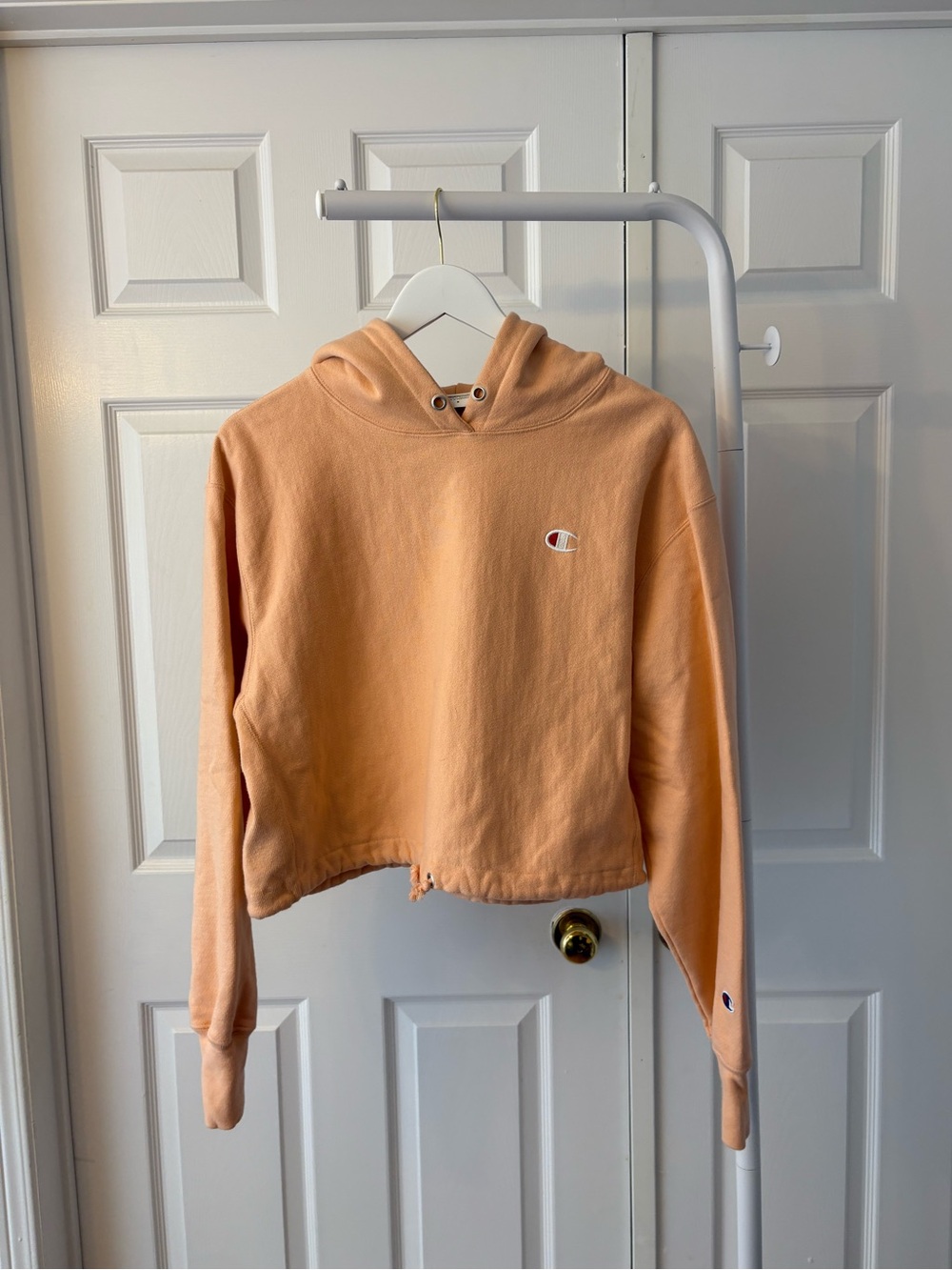 Champion Peach Cropped Pullover Hoodie Size Medium Cotton - Picture 12 of 12